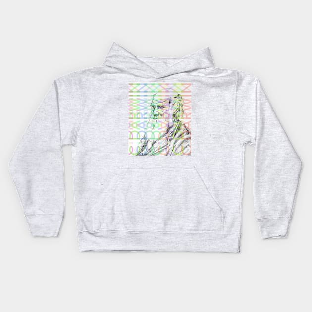 Charles Darwin Coloured Kids Hoodie by FontaineN